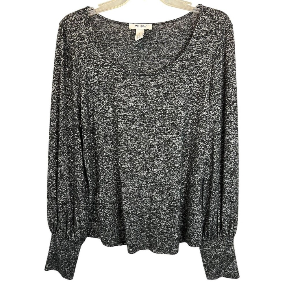 WHBM Full Long Sleeve Midnight Blue Marbled Super Soft Knit Top Size L Office